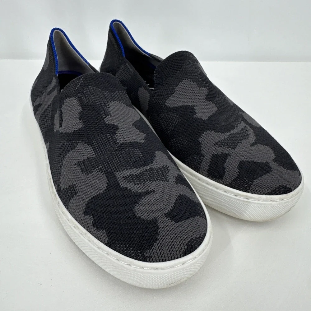 Rothy's Womens 8.5 The Original Slip On Sneaker‎ Grey Camo Textile Comfort Shoes